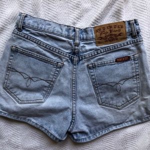 Vintage Button Fly Paris Blue Shorts